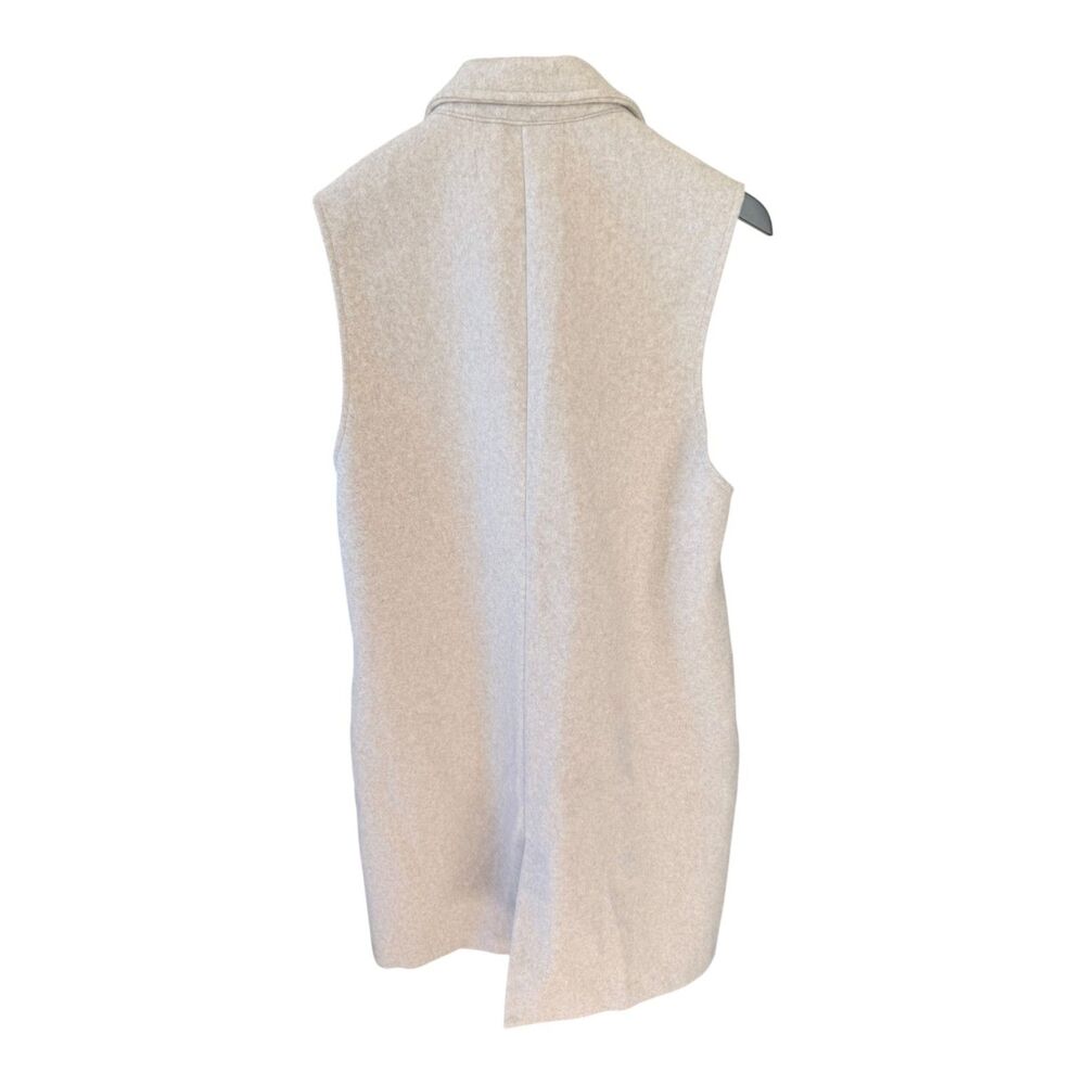 ZARA Soft Beige Double Breasted Sleeveless Long Waistcoat Vest Coat Small - Picture 2 of 8